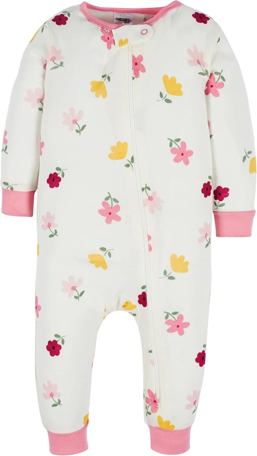 Onesies Brand Baby Girls' 3-Pack Snug Fit One-Piece Cotton Pajamas