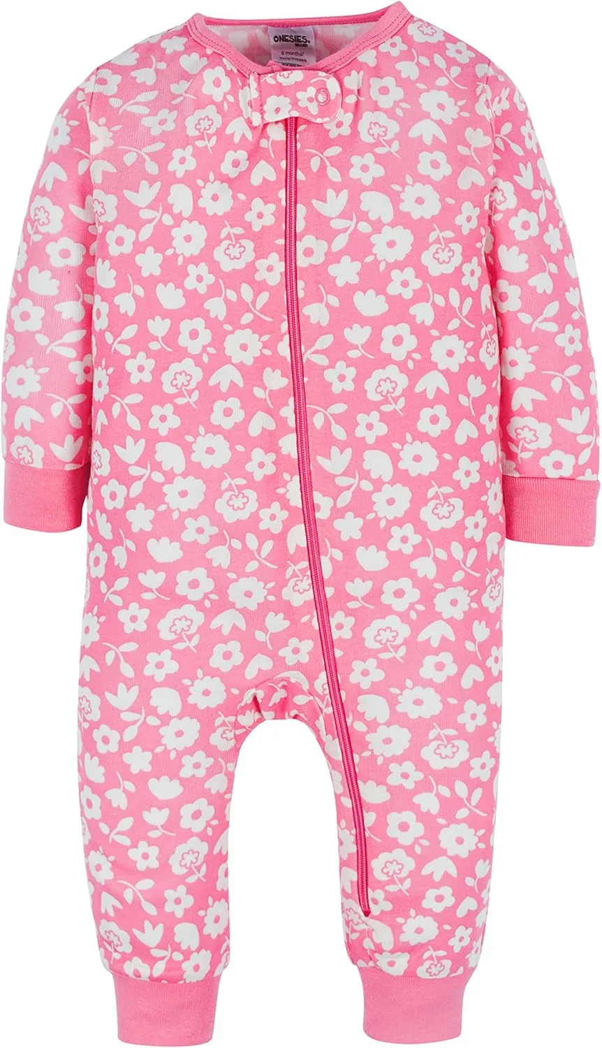 Onesies Brand Baby Girls' 3-Pack Snug Fit One-Piece Cotton Pajamas