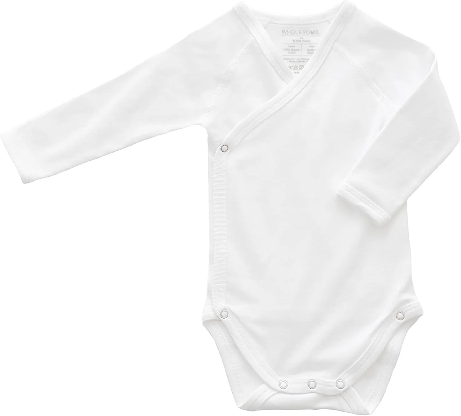 Organic Cotton Baby Girl Clothes & Baby Boy Clothes Kimono Onesie, Off-White Long Sleeve Bodysuit, Premium Fabric