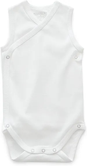 Organic Cotton Baby Girl Clothes & Baby Boy Clothes Kimono Onesie, Off-White Sleeveless Bodysuit, Premium Fabric