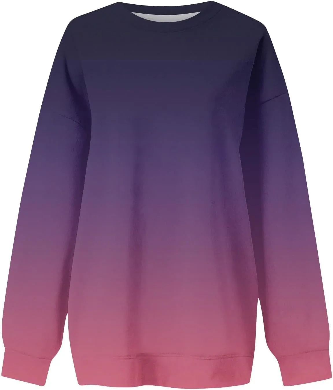 Oversized Sweatshirt for Women Gradient Color Tie-Dye Print Casual Crewneck Sweater Tops Loose Fit Long Sleeve Clothes
