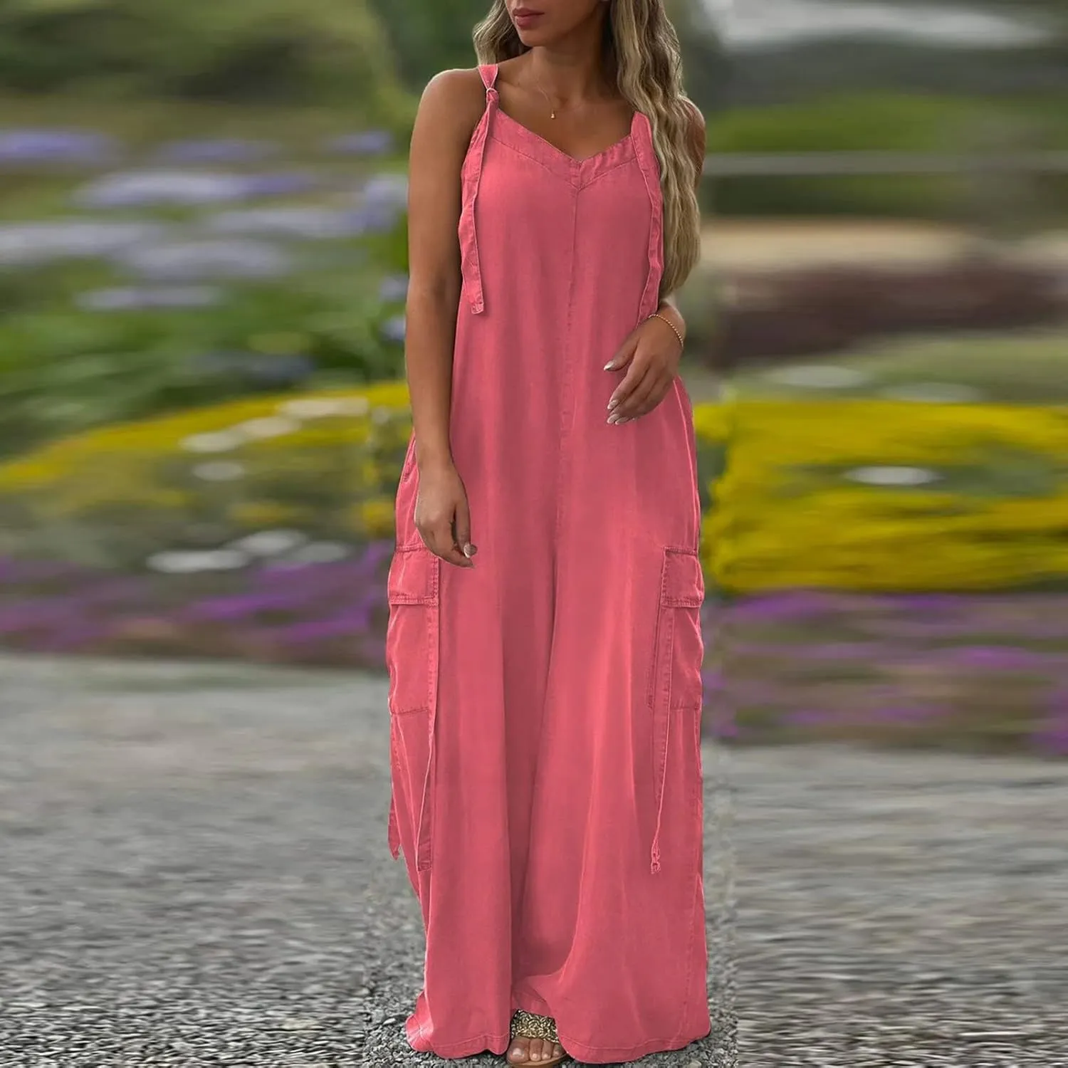 Oversized Wide Leg Overalls for Women Loose Fit Adjustable Strap Casual Jumpsuits Baggy Flowy Palazzo Pants Rompers