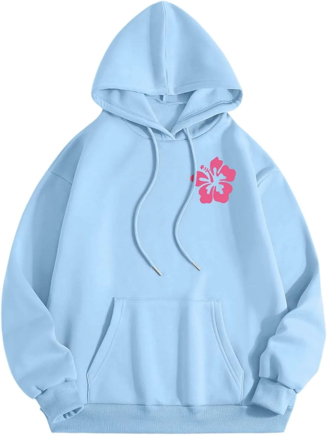 Pink Graphic Oversized Hoodies for Women Teen Girls 2024 Trendy Cute Preppy Sweatshirts Long Sleeve Y2K Tops Pullover