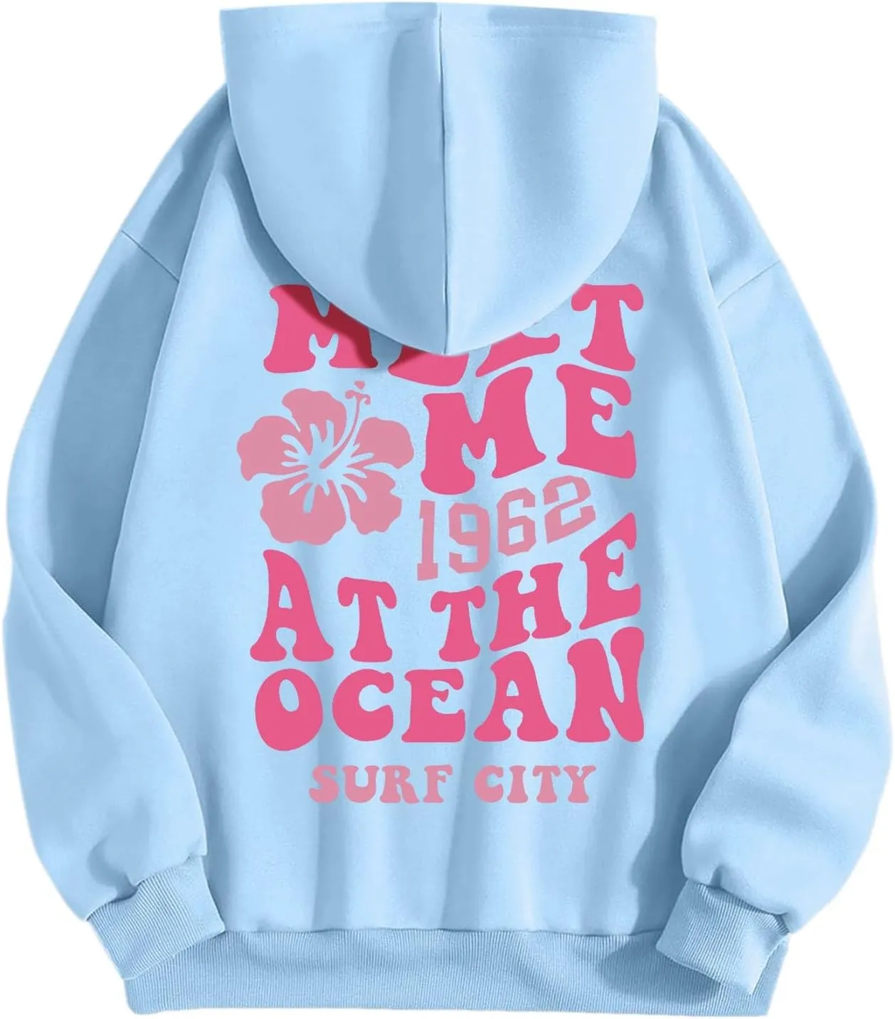 Pink Graphic Oversized Hoodies for Women Teen Girls 2024 Trendy Cute Preppy Sweatshirts Long Sleeve Y2K Tops Pullover