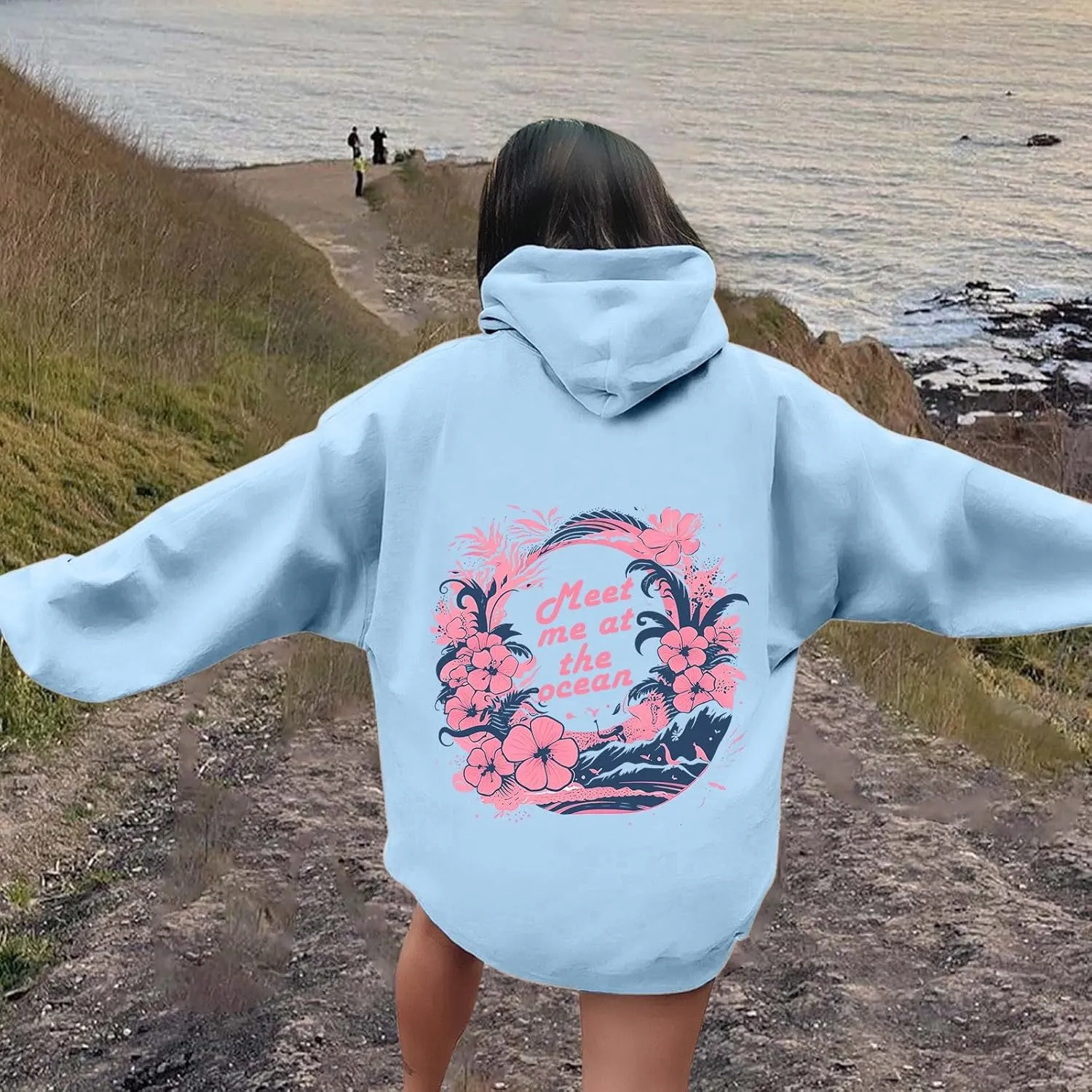 Pink Pom Puff Oversized Hoodie for Teen Girls Long Sleeve Y2K Graphic Hoodies with Pockets 2024 Fall Preppy Sweatshirt