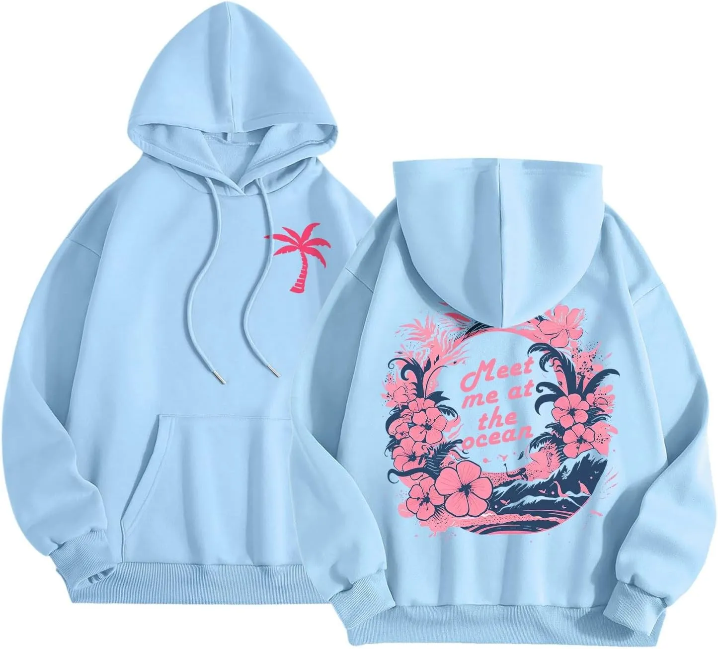 Pink Pom Puff Oversized Hoodie for Teen Girls Long Sleeve Y2K Graphic Hoodies with Pockets 2024 Fall Preppy Sweatshirt