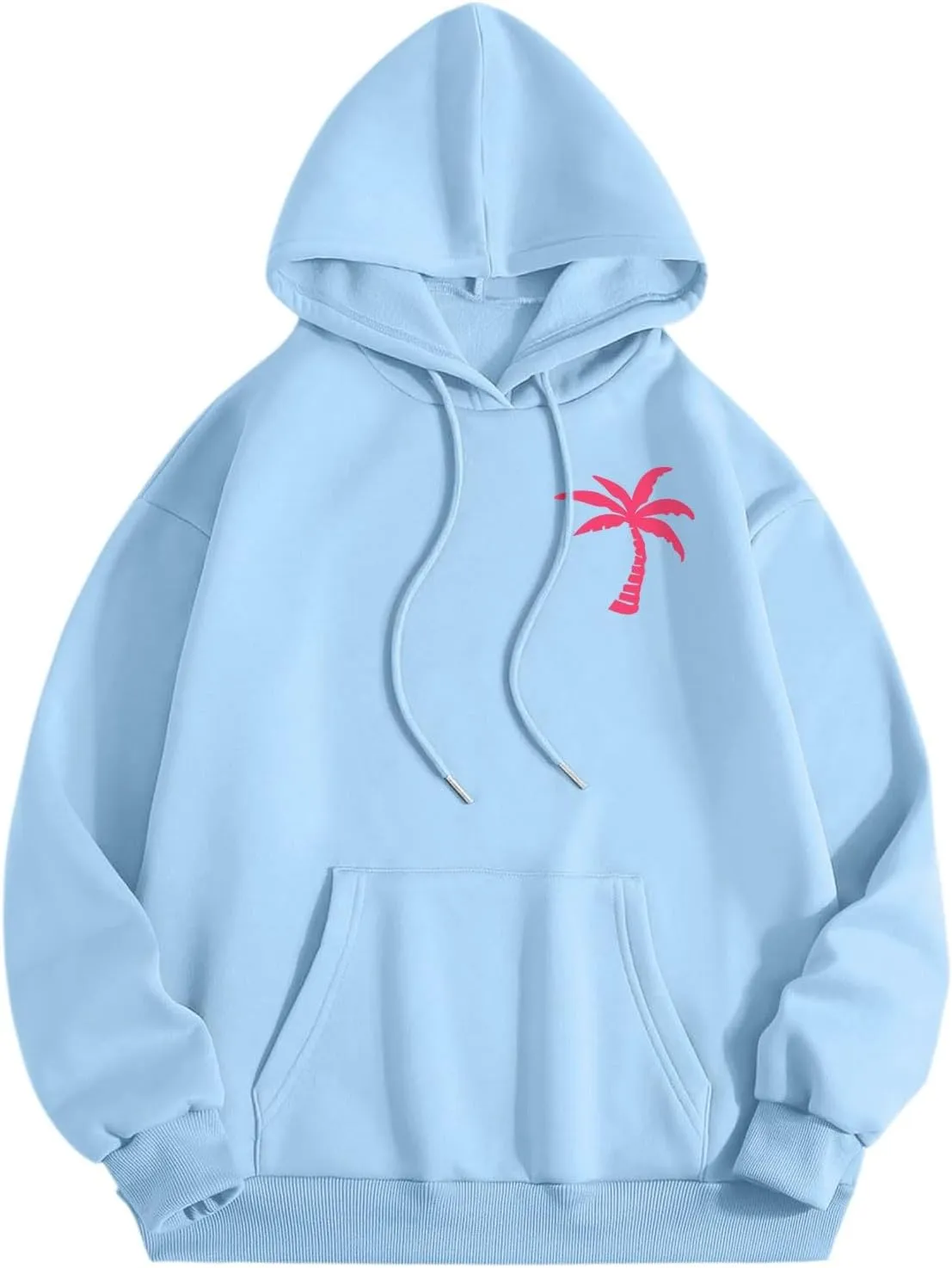 Pink Pom Puff Oversized Hoodie for Teen Girls Long Sleeve Y2K Graphic Hoodies with Pockets 2024 Fall Preppy Sweatshirt