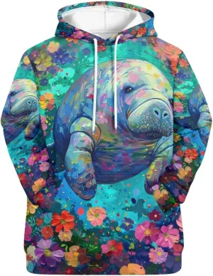 PinUp Angel Women Pullover Hoodie Artistic Animal Oil Painting Graphic Sweatshirt Teen Girls Streetwear with Pockets