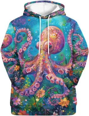 PinUp Angel Women Pullover Hoodie Artistic Animal Oil Painting Graphic Sweatshirt Teen Girls Streetwear with Pockets