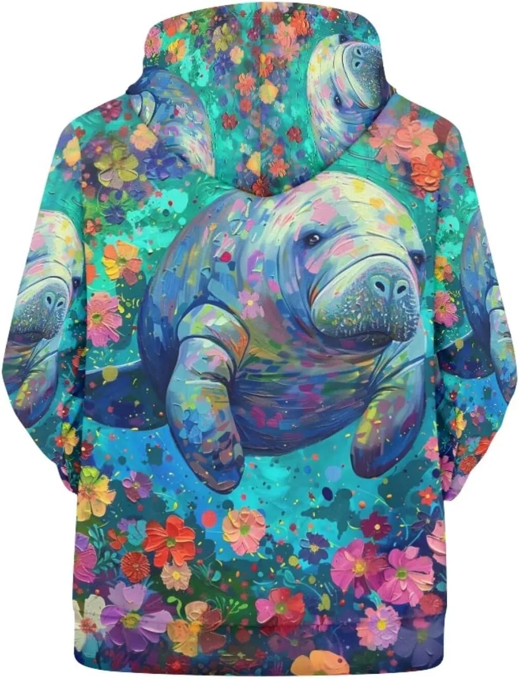 PinUp Angel Women Pullover Hoodie Artistic Animal Oil Painting Graphic Sweatshirt Teen Girls Streetwear with Pockets