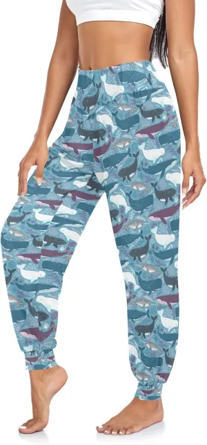 Poeticcity Women Thin Trousers Lounge Harem Sweatpants Yoga Leggings Dance Pants(S-2XL)