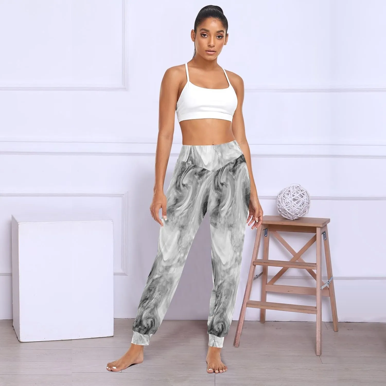 Poeticcity Women Thin Trousers Lounge Harem Sweatpants Yoga Leggings Dance Pants(S-2XL)