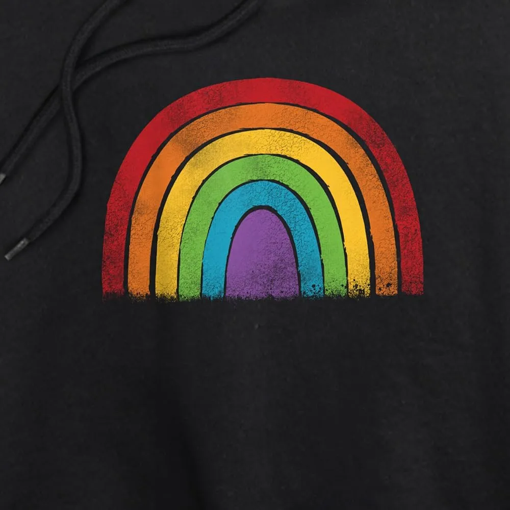 Popfunk Distressed Rainbow Women's Cropped Hoodie Pullover Sweatshirt