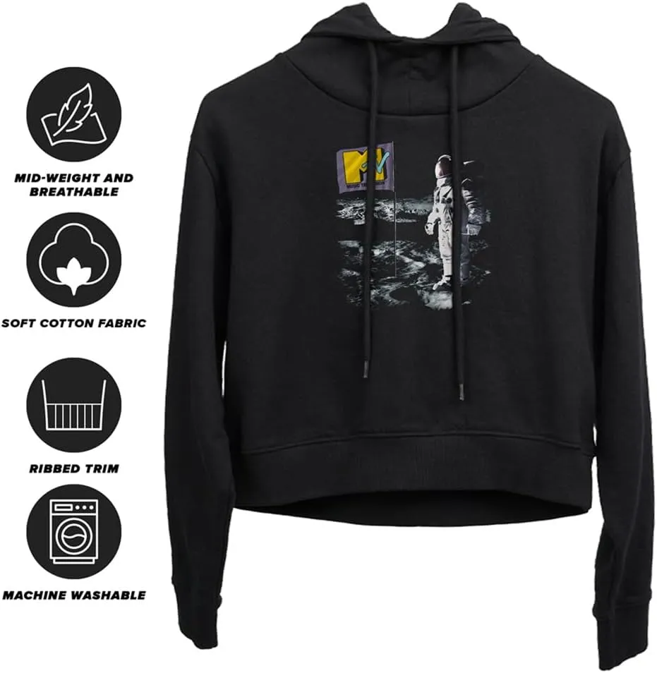 Popfunk Moon Walk Women's Cropped Hoodie Pullover Sweatshirt