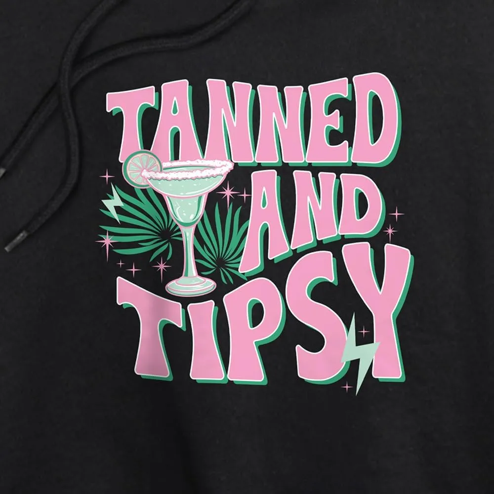Popfunk Tanned and Tipsy Women's Cropped Hoodie Pullover Sweatshirt