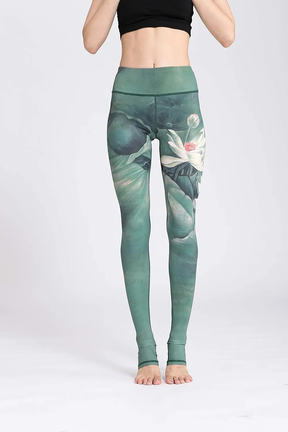 Printed Women Yoga Leggings High Waist Tummy Control Over The Heel Yoga Pants
