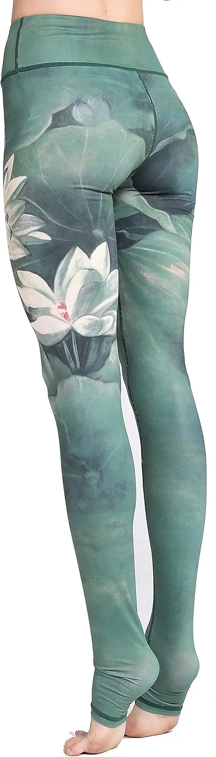 Printed Women Yoga Leggings High Waist Tummy Control Over The Heel Yoga Pants
