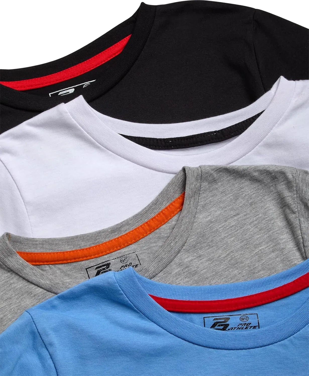 Pro Athlete Boys T Shirts - 4 Pack Performance Dry Fit Athletic Shirts for Boys - Crewneck Short Sleeve Graphic Tees (5-16)