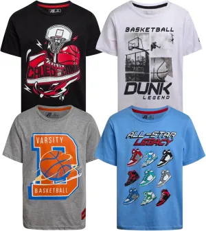 Pro Athlete Boys T Shirts - 4 Pack Performance Dry Fit Athletic Shirts for Boys - Crewneck Short Sleeve Graphic Tees (5-16)