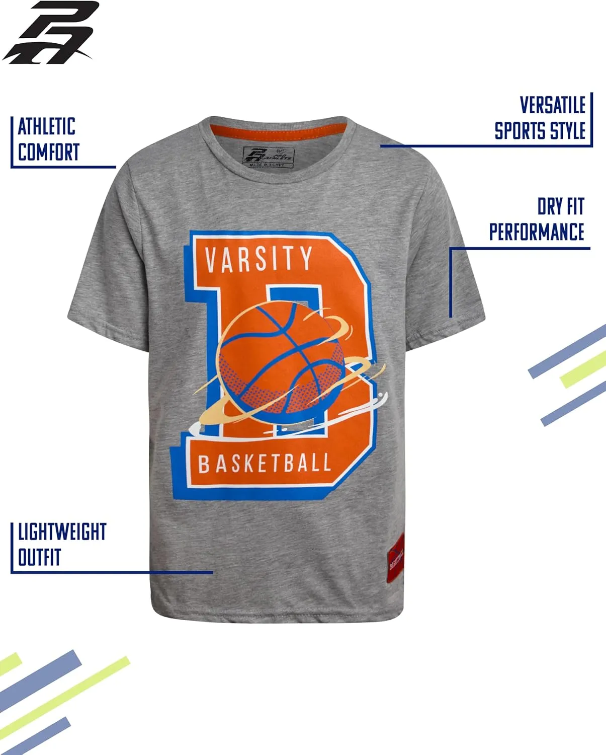 Pro Athlete Boys T Shirts - 4 Pack Performance Dry Fit Athletic Shirts for Boys - Crewneck Short Sleeve Graphic Tees (5-16)