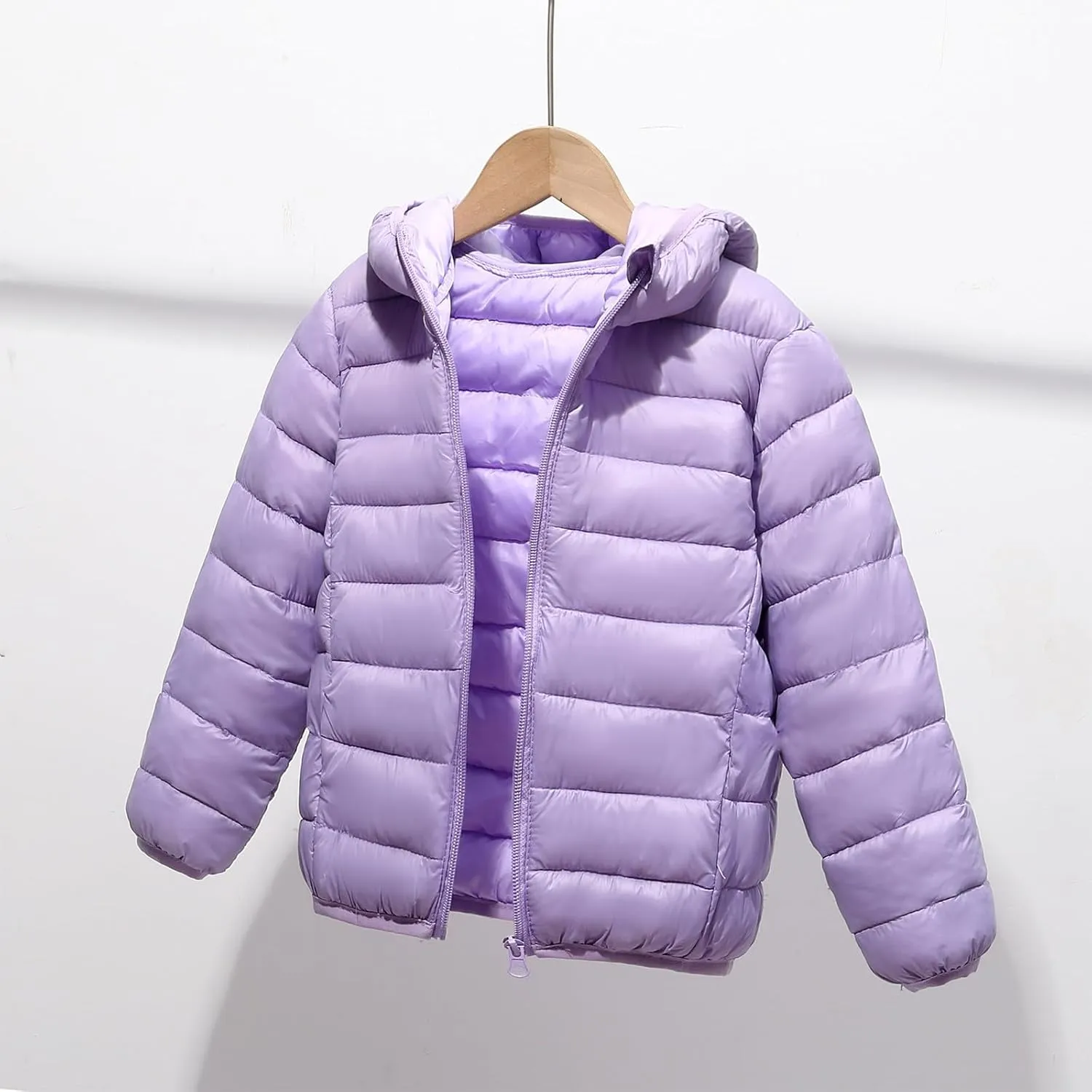 Puffer Jacket for Kids Toddler Winter Coats Lightweight Down Coat Windproof Hooded Warm Outerwear with Zipper