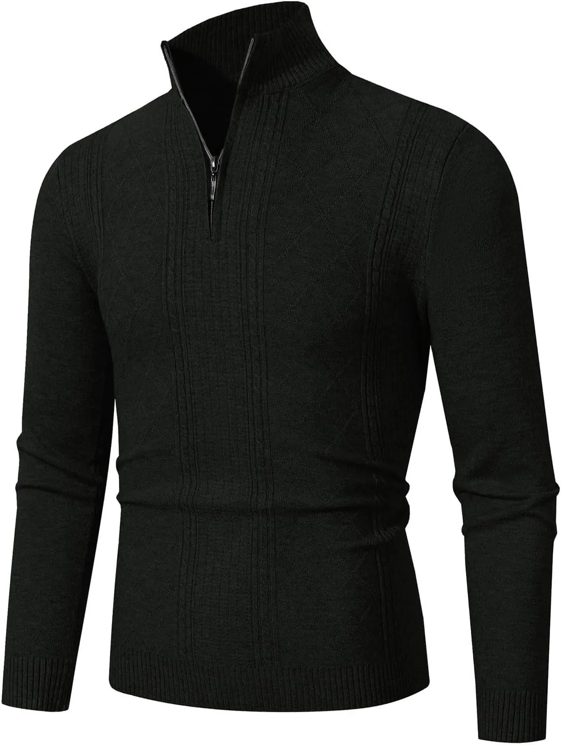 Quarter Zip Sweater Men Stand Collar Sweater Plus Size Long Sleeve Sweater Slim Fit Knit Sweater Vintage Sweaters