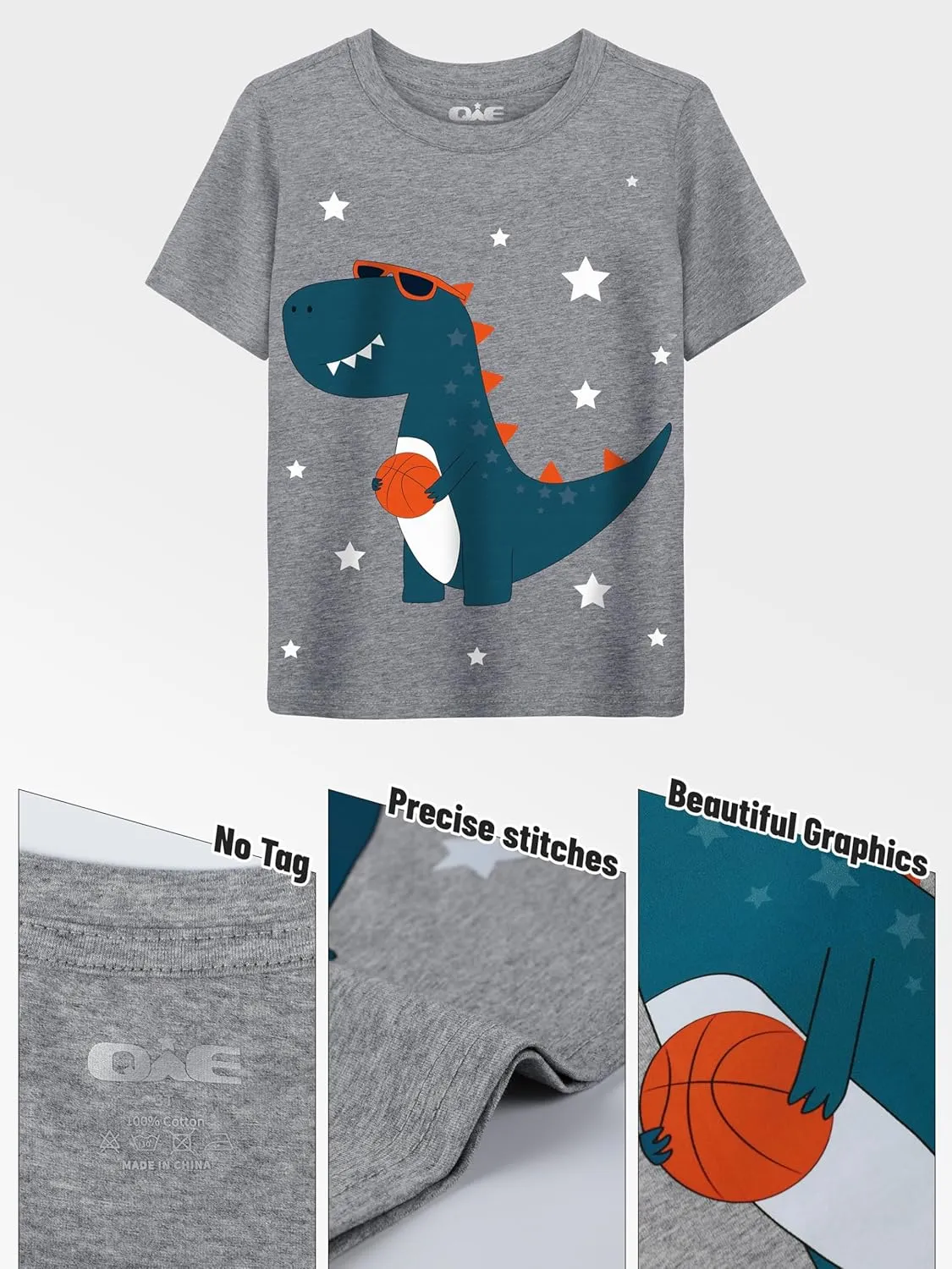 QWE Toddler Boys Short Sleeve Shirts 4-Pack Cotton Summer T-Shirts Cartoon Graphic Tops Tees 18 Months to 5T