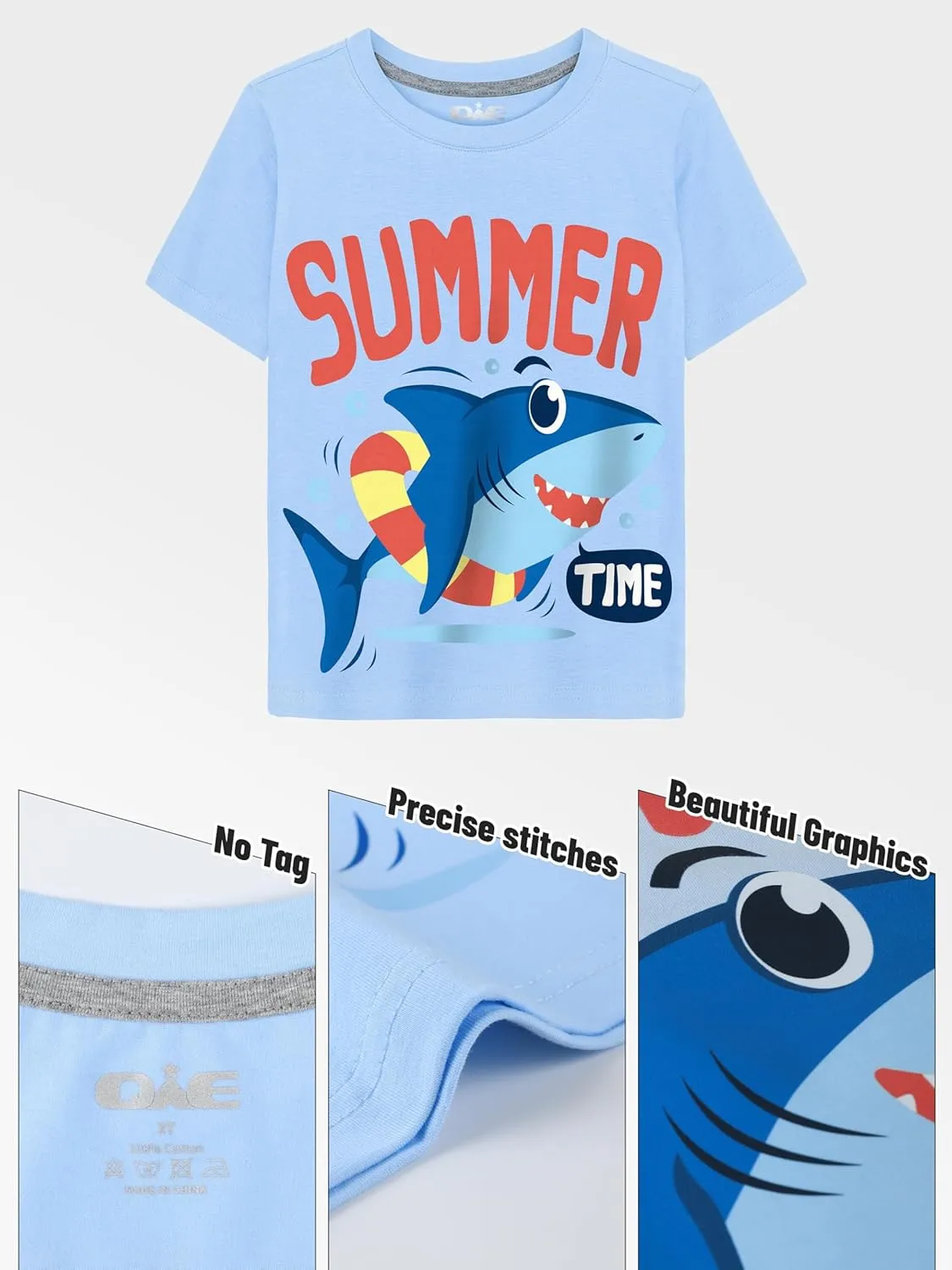 QWE Toddler Boys Short Sleeve Shirts 4-Pack Cotton Summer T-Shirts Cartoon Graphic Tops Tees 18 Months to 5T