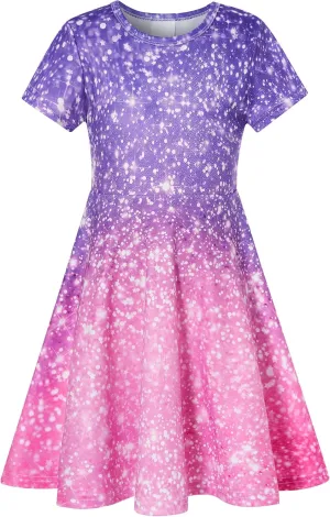 RAISEVERN Toddler Girls Dresses Short Sleeve Casual Midi Sundress 4-9T