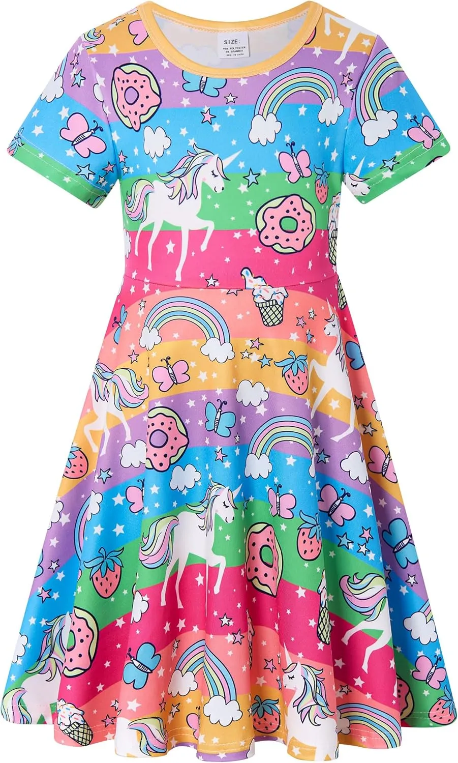 RAISEVERN Toddler Girls Dresses Short Sleeve Casual Midi Sundress 4-9T