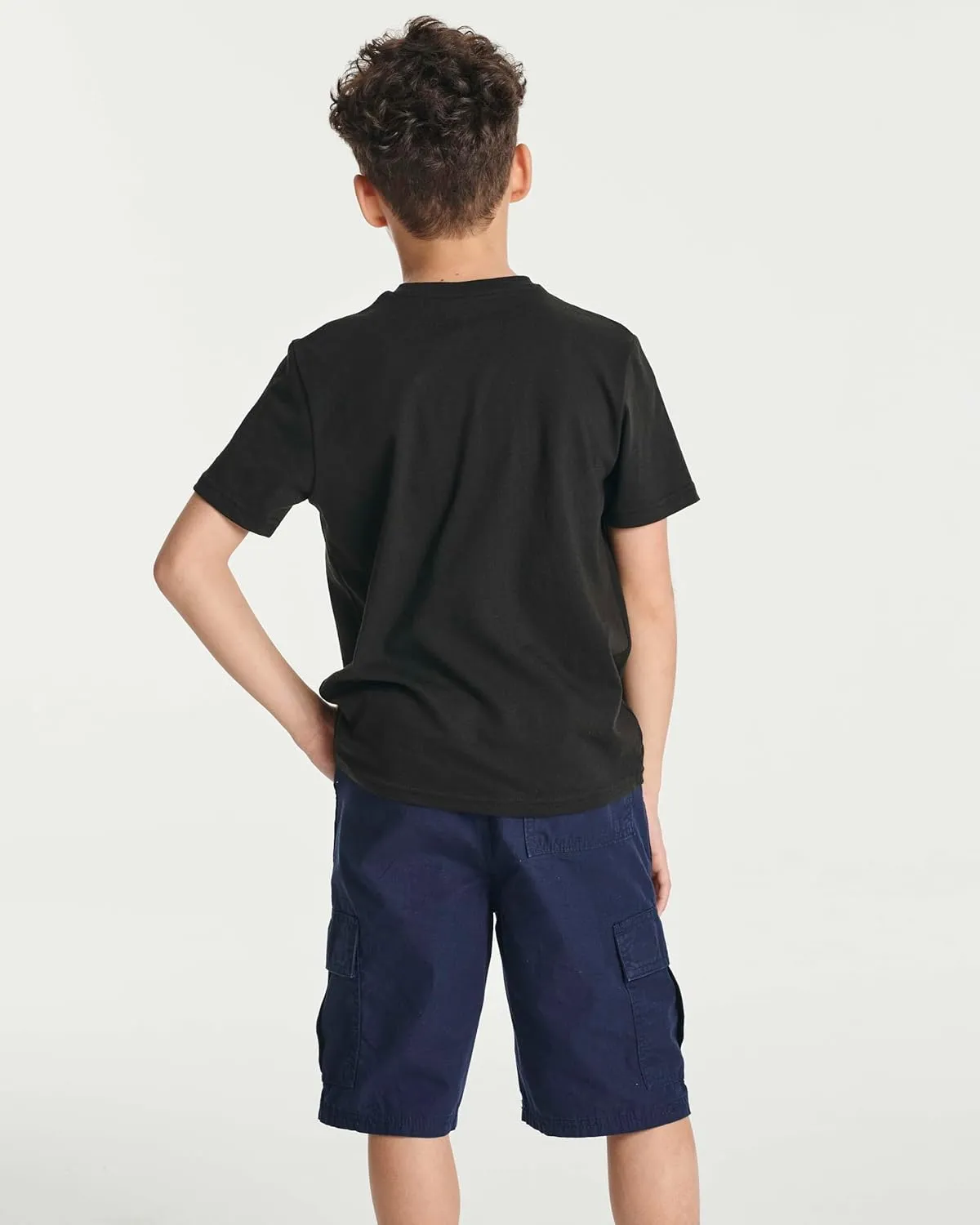 Real Essentials 5 Pack: Boys' Cotton Short Sleeve Crew Neck T-Shirts Outdoor (Ages 4-18)