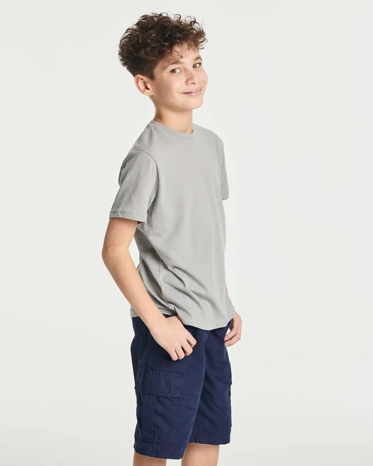 Real Essentials 5 Pack: Boys' Cotton Short Sleeve Crew Neck T-Shirts Outdoor (Ages 4-18)