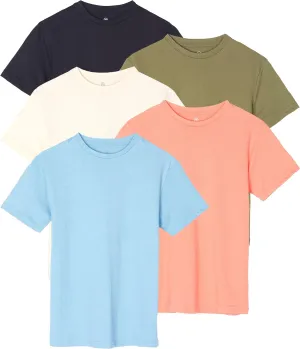 Real Essentials 5 Pack: Boys' Cotton Short Sleeve Crew Neck T-Shirts Outdoor (Ages 4-18)