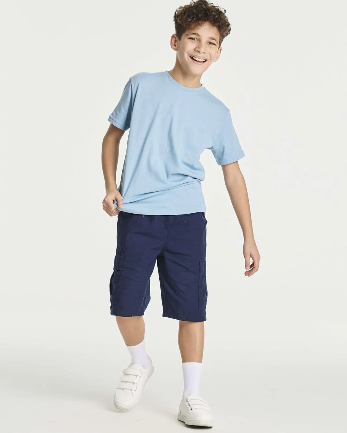 Real Essentials 5 Pack: Boys' Cotton Short Sleeve Crew Neck T-Shirts Outdoor (Ages 4-18)