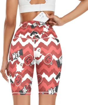 Red Halloween Pumpkin Unique Yoga Leggings for Women High Waist Tummy Control Gym Clothes High Waisted Compression Leggings Pantalones deportivos para Mujer Large