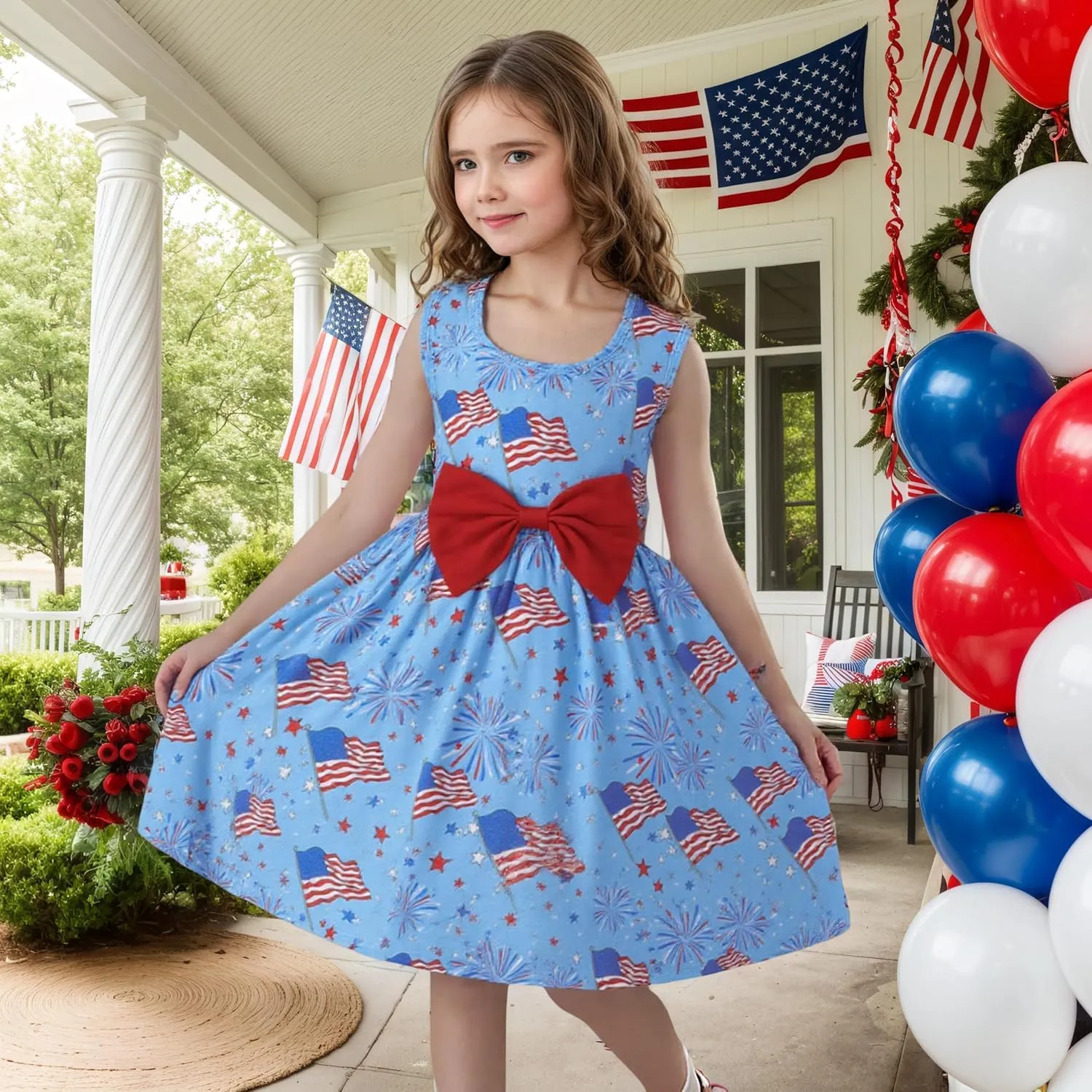 RETSUGO Little Girl A-Line Dresses Bowknot Dress for Baby Girls Casual Toddler Girl Dresses for Party Girl Dress 1-8 Years