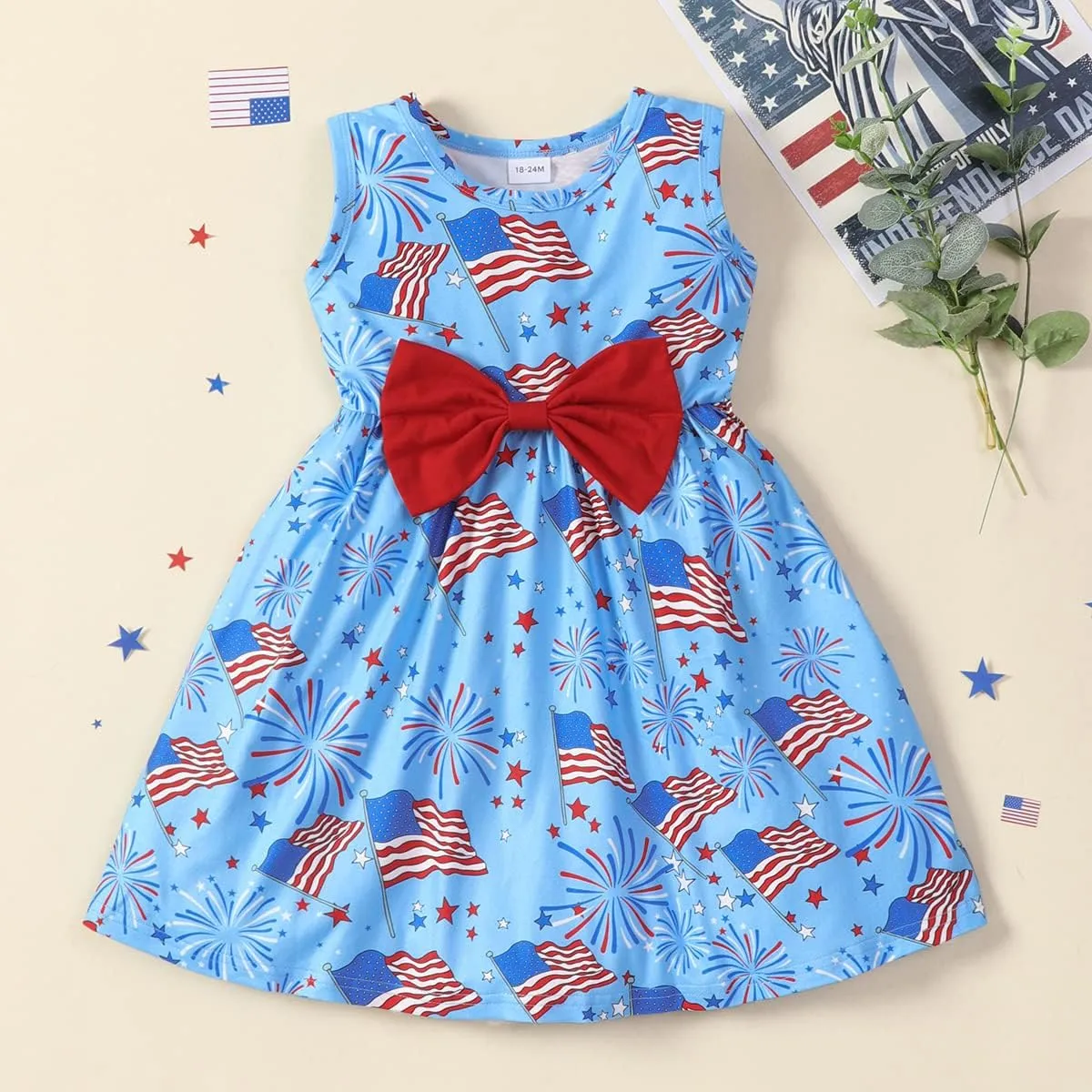 RETSUGO Little Girl A-Line Dresses Bowknot Dress for Baby Girls Casual Toddler Girl Dresses for Party Girl Dress 1-8 Years