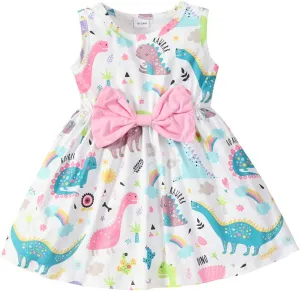 RETSUGO Little Girl A-Line Dresses Bowknot Dress for Baby Girls Casual Toddler Girl Dresses for Party Girl Dress 1-8 Years