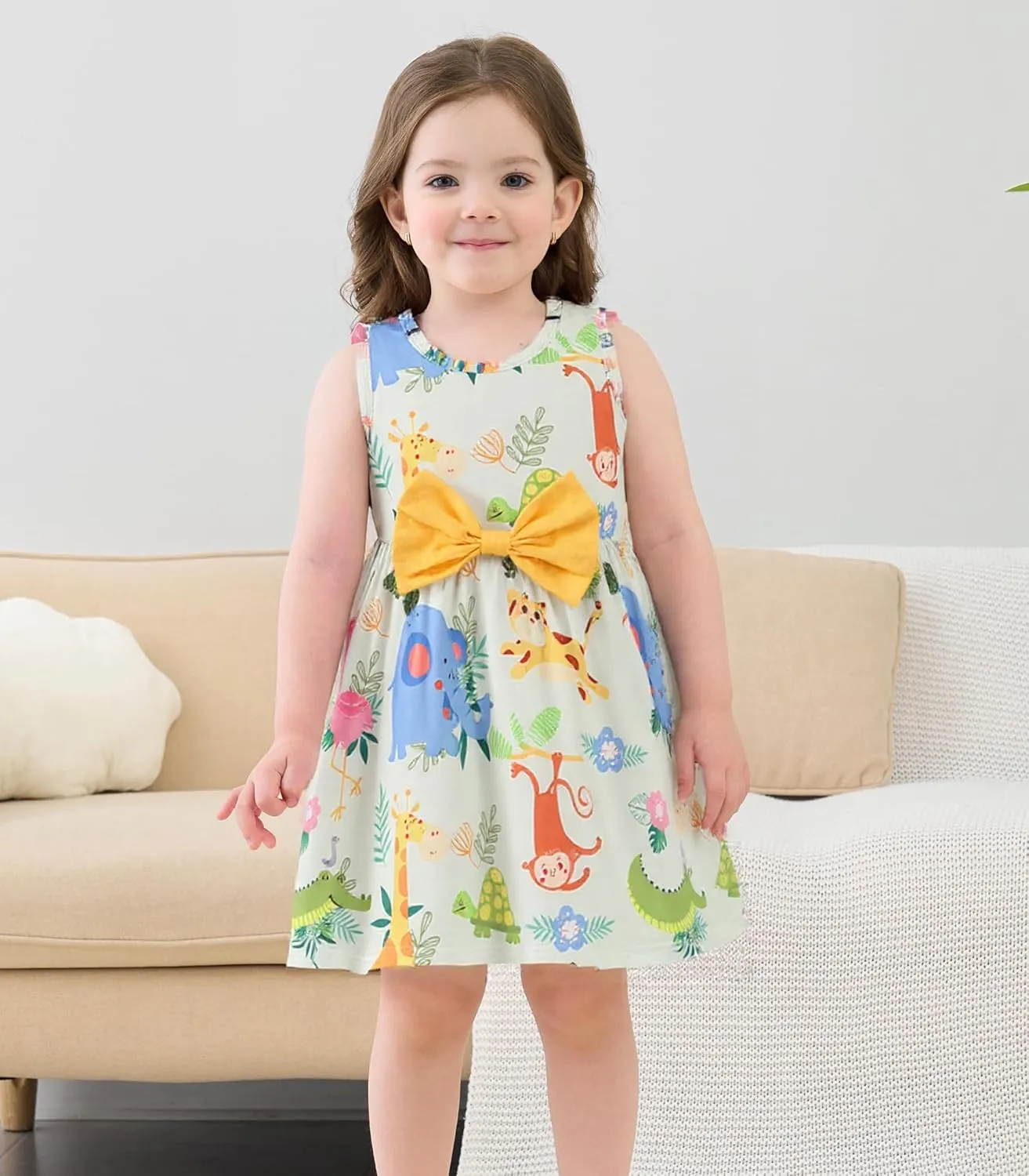 RETSUGO Little Girl A-Line Dresses Bowknot Dress for Baby Girls Casual Toddler Girl Dresses for Party Girl Dress 1-8 Years