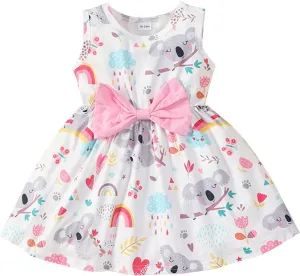 RETSUGO Little Girl A-Line Dresses Bowknot Dress for Baby Girls Casual Toddler Girl Dresses for Party Girl Dress 1-8 Years