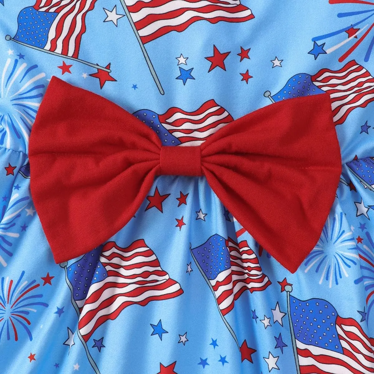RETSUGO Little Girl A-Line Dresses Bowknot Dress for Baby Girls Casual Toddler Girl Dresses for Party Girl Dress 1-8 Years