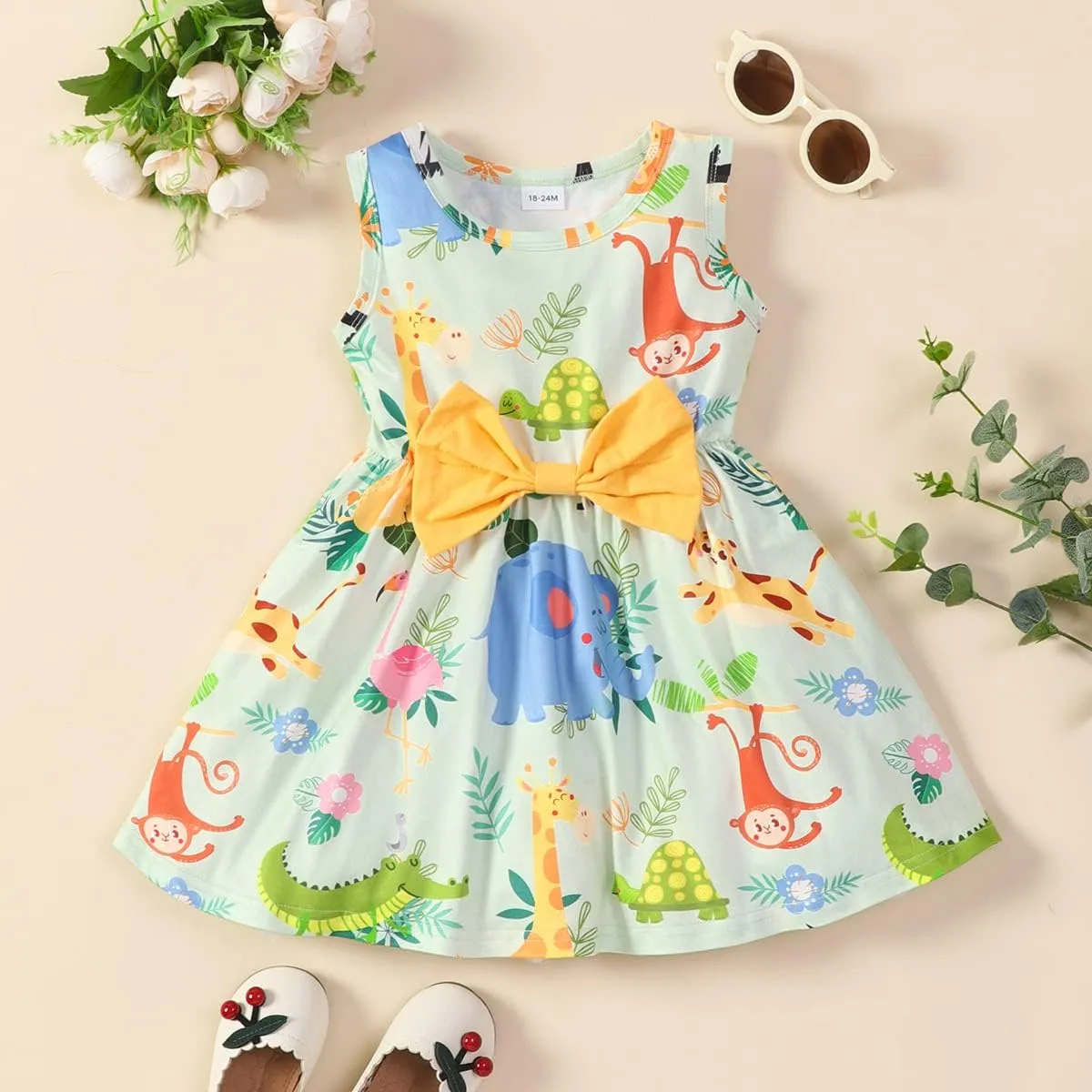 RETSUGO Little Girl A-Line Dresses Bowknot Dress for Baby Girls Casual Toddler Girl Dresses for Party Girl Dress 1-8 Years
