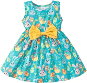 RETSUGO Little Girl A-Line Dresses Bowknot Dress for Baby Girls Casual Toddler Girl Dresses for Party Girl Dress 1-8 Years