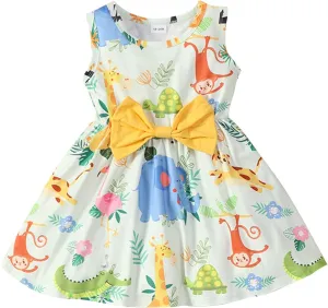 RETSUGO Little Girl A-Line Dresses Bowknot Dress for Baby Girls Casual Toddler Girl Dresses for Party Girl Dress 1-8 Years