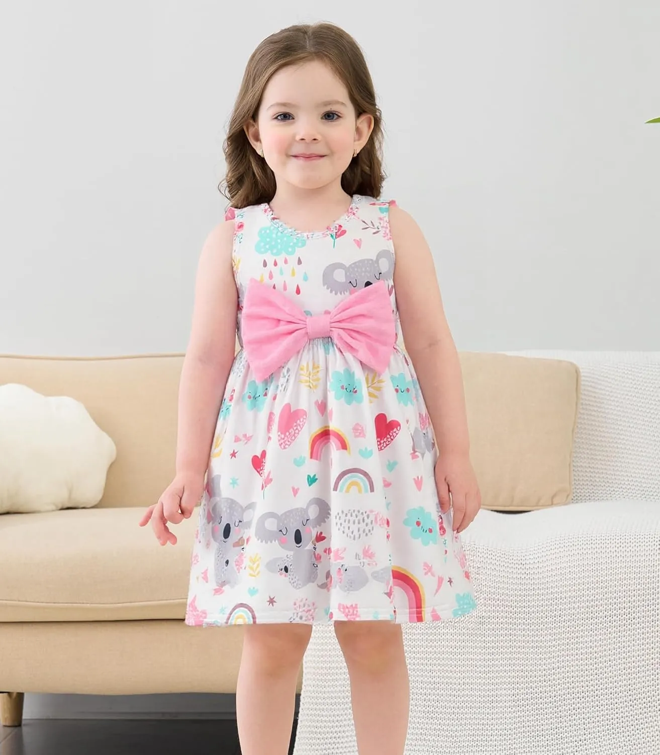 RETSUGO Little Girl A-Line Dresses Bowknot Dress for Baby Girls Casual Toddler Girl Dresses for Party Girl Dress 1-8 Years