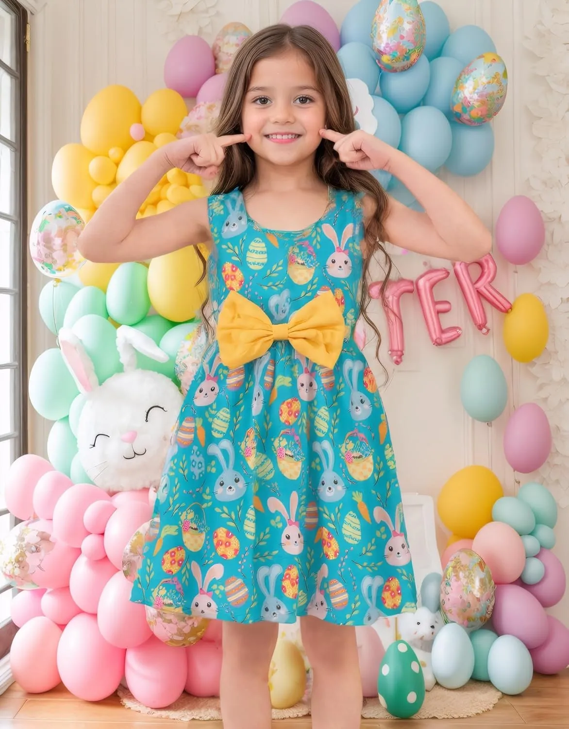RETSUGO Little Girl A-Line Dresses Bowknot Dress for Baby Girls Casual Toddler Girl Dresses for Party Girl Dress 1-8 Years