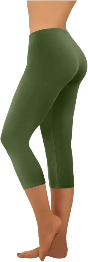 Ruziyoog Womens Capri Leggings High Waist Stretchable Yoga Pants Tummy Control Workout Leggings Compression Capris Pants