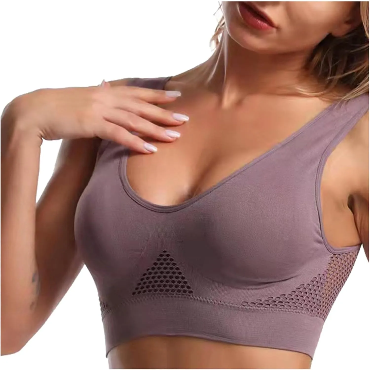 Seamless 3 Pack Yoga Bra for Women Wirefree Full Coverage Sports Bras Breathable Medium Support Gym Bralettes