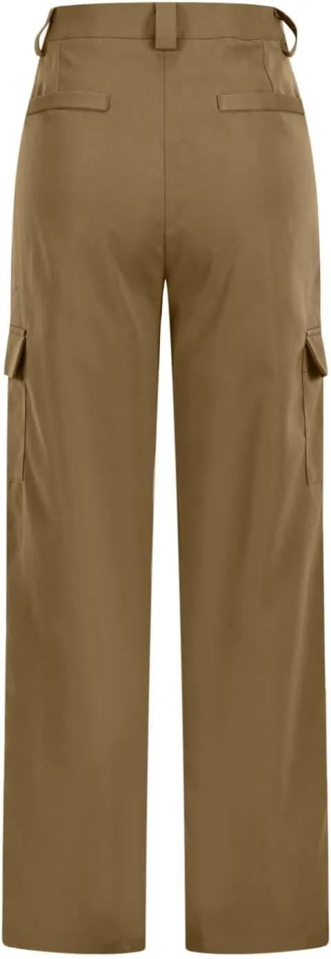Sinzelimin Cargo Pants for Womens Fashion Multi-Pockets Mid-Rise Straight Leg Work Trousers Dressy Casual Pant Sweatpant