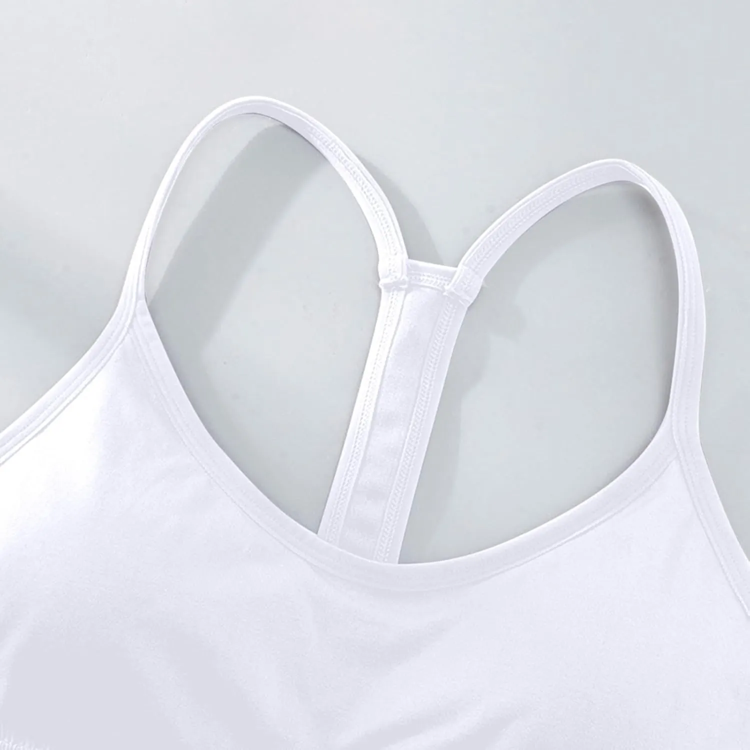 Sports Bra for Women Strappy Medium Support Push Up Y Back Spaghetti Strap Bra Stretch Running Workout Yoga Bralette